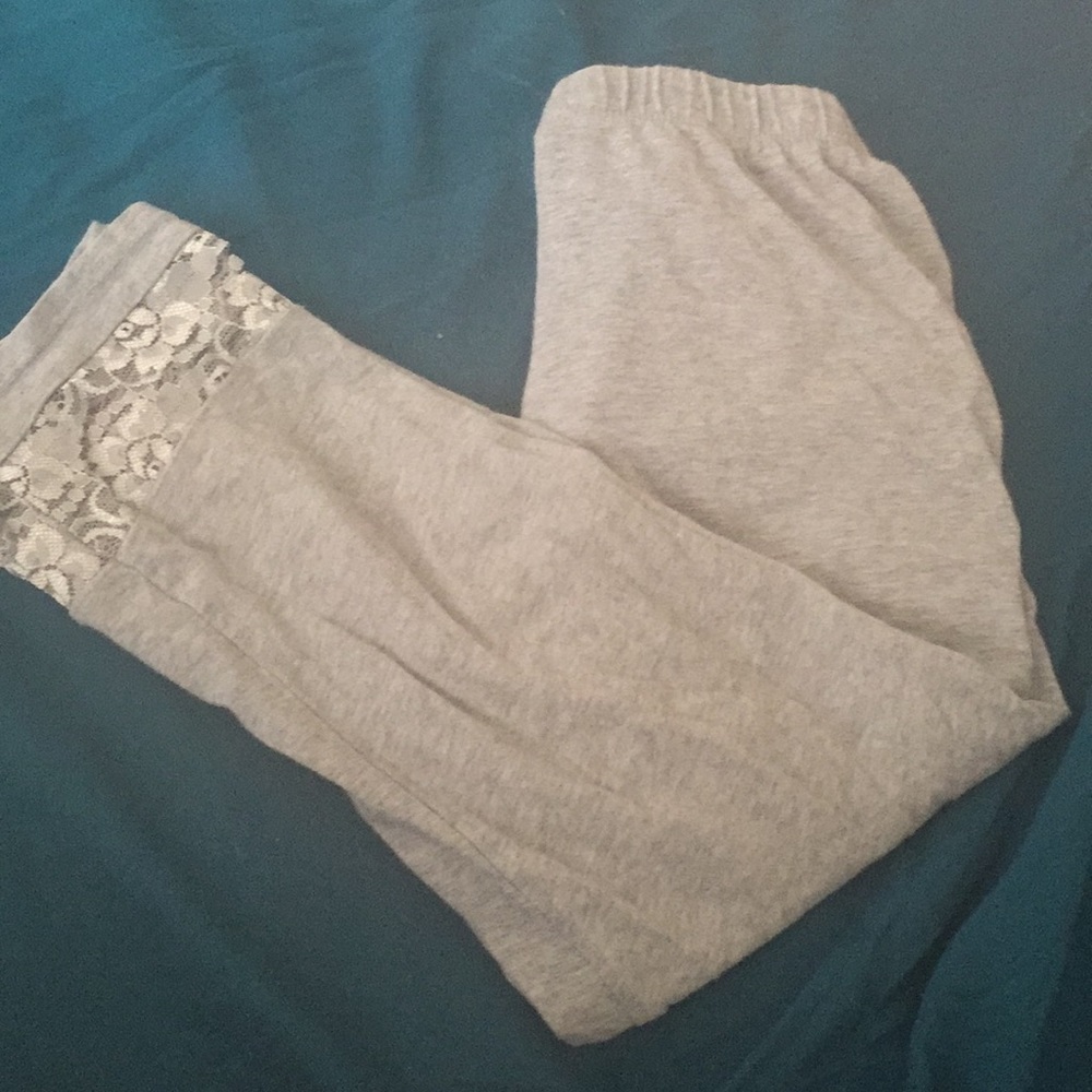 Gray Lace Capris